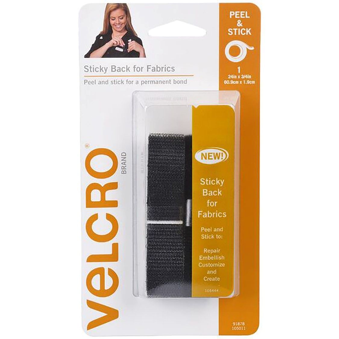 STRIPS VELCRO 19MMX60CM FABRIC BLACK