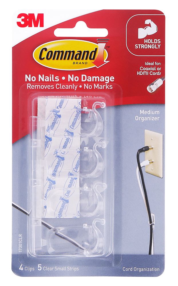 SP- CORD CLIPS COMMAND PK4 MEDIUM 17301CLR