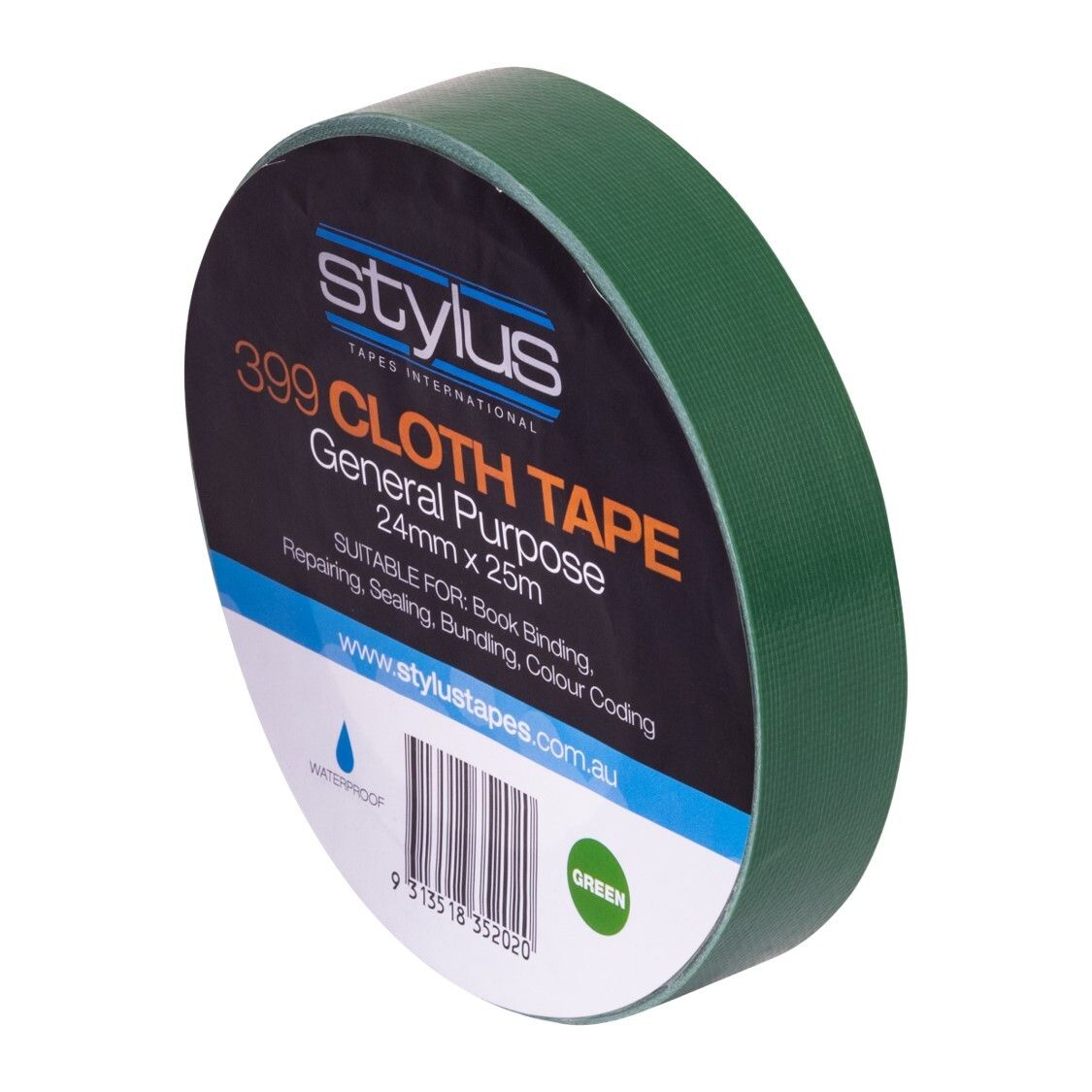 SP- CLOTH TAPE STYLUS 24MM X 25M GP RETAIL GREEN PK4 SP- CLOTH TAPE STYLUS 24MM X 25M GP RETAIL GREEN PK4