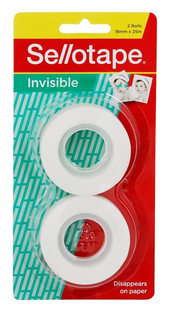 TAPE INVISIBLE SELLOTAPE REFILL 18MMX25M PK2