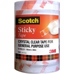 TAPE STICKY SCOTCH 502 18MMX66M BULK PK8