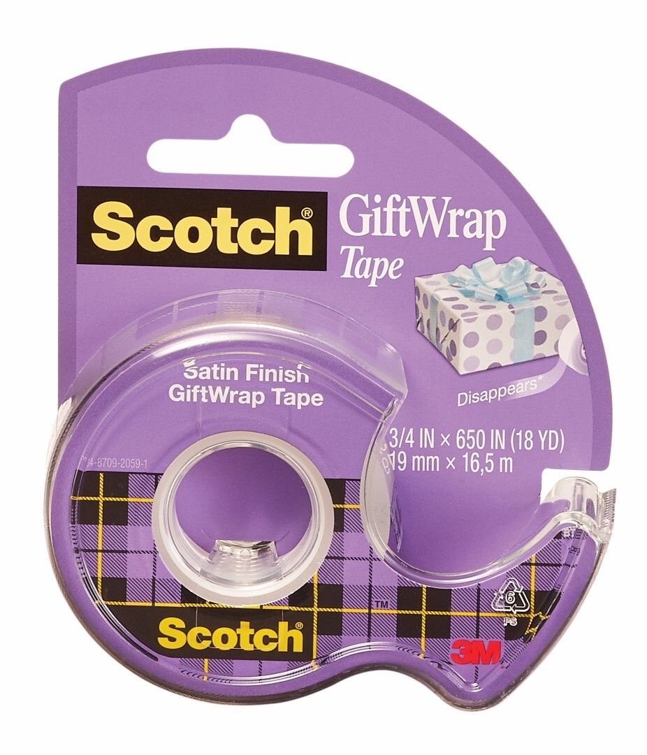 TAPE GIFTWRAP SCOTCH 15 SATIN 19MMX16.5M DISP H/S TAPE GIFTWRAP SCOTCH 15 SATIN 19MMX16.5M DISP H/S