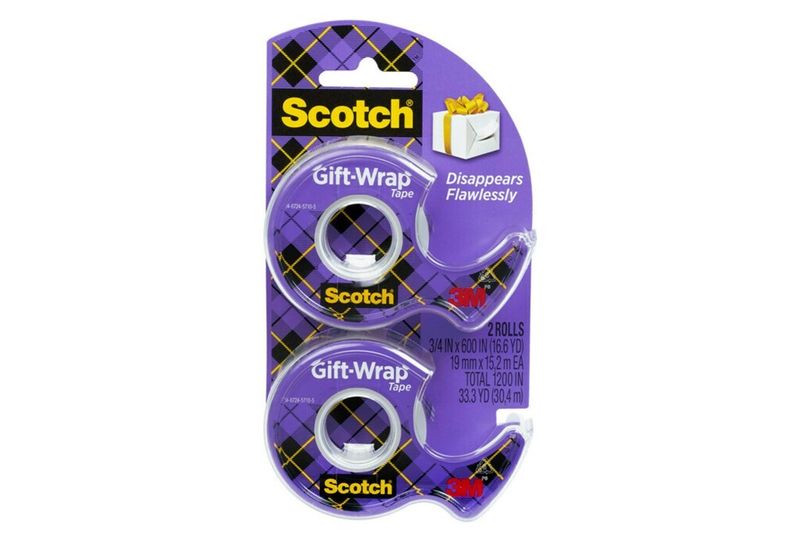 GIFT WRAP TAPE SCOTCH 19MM X 16.5M DISPENSER TWIN PACK CLEAR