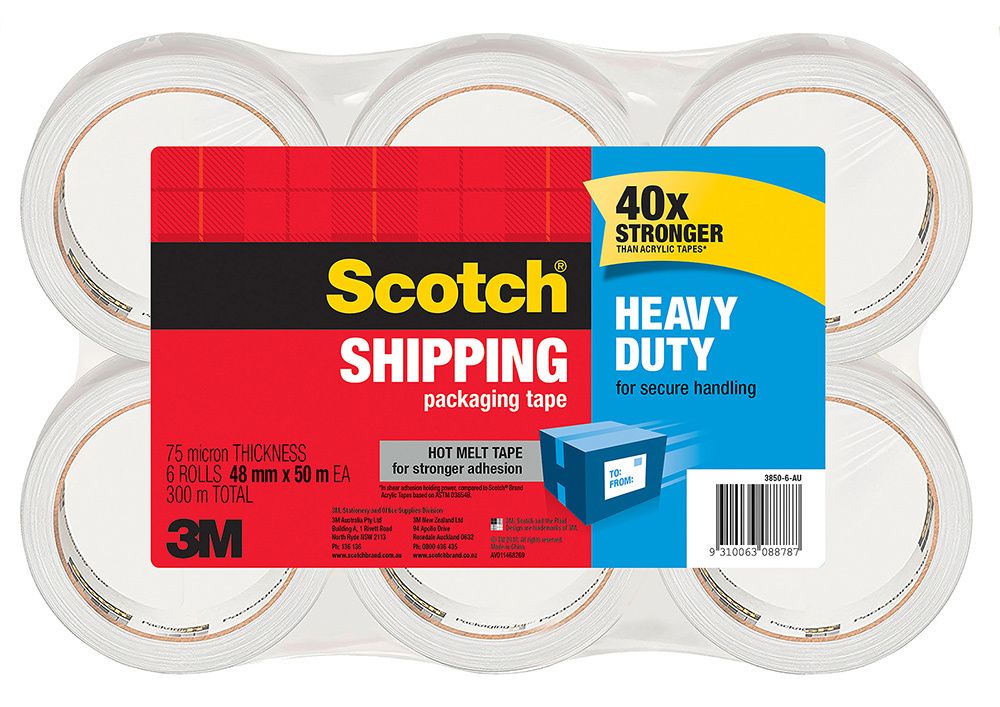 TAPE PACKAGING SCOTCH HEAVY DUTY 3850-6 48MMX50M PK6 TAPE PACKAGING SCOTCH HEAVY DUTY 3850-6 48MMX50M PK6