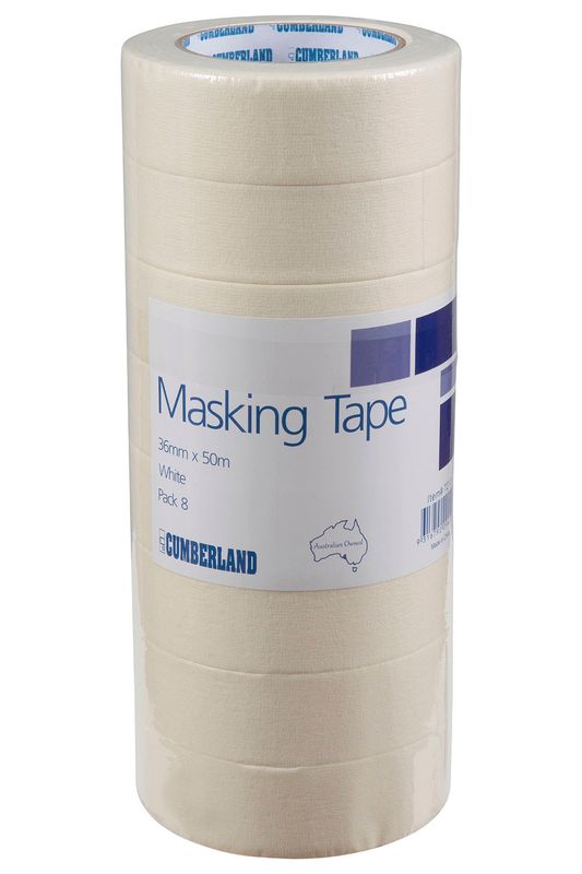 SP- MASKING TAPE CUMBERLAND 36MM X 50M WHITE PK8