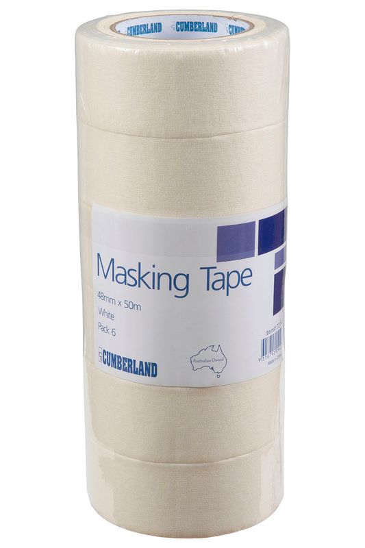 SP- MASKING TAPE CUMBERLAND 48MM X 50M WHITE PK6
