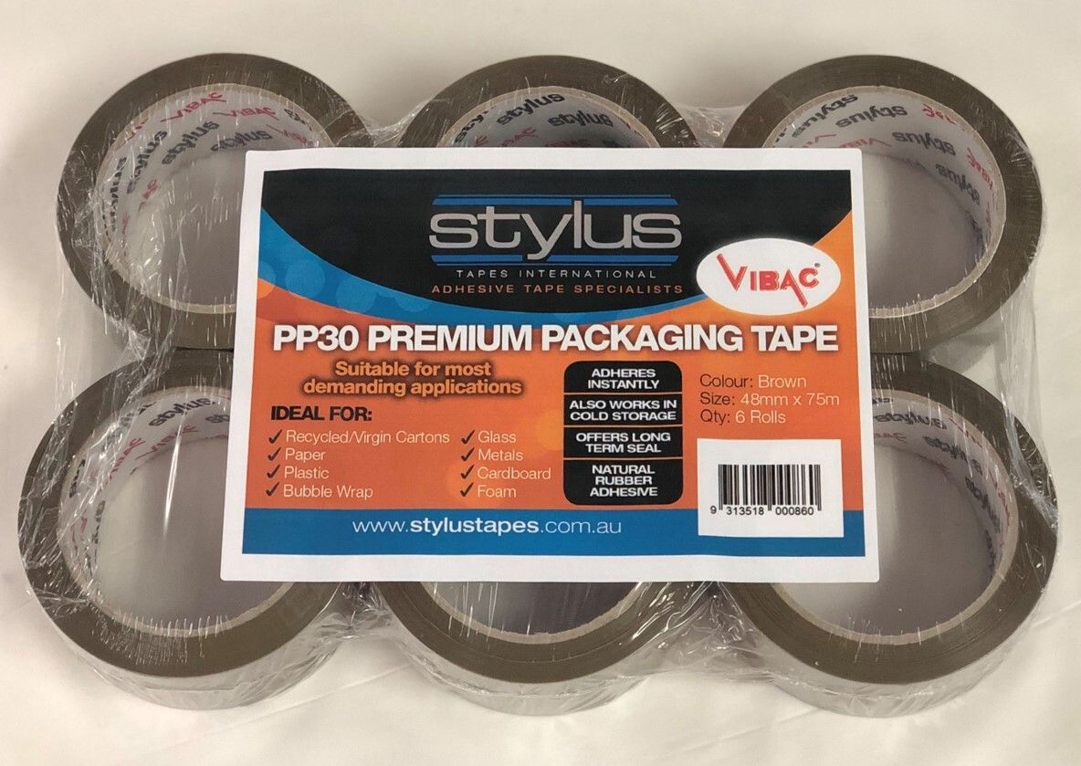 SP- PACKAGING TAPE VIBAC 48MM X 75M BROWN PK6