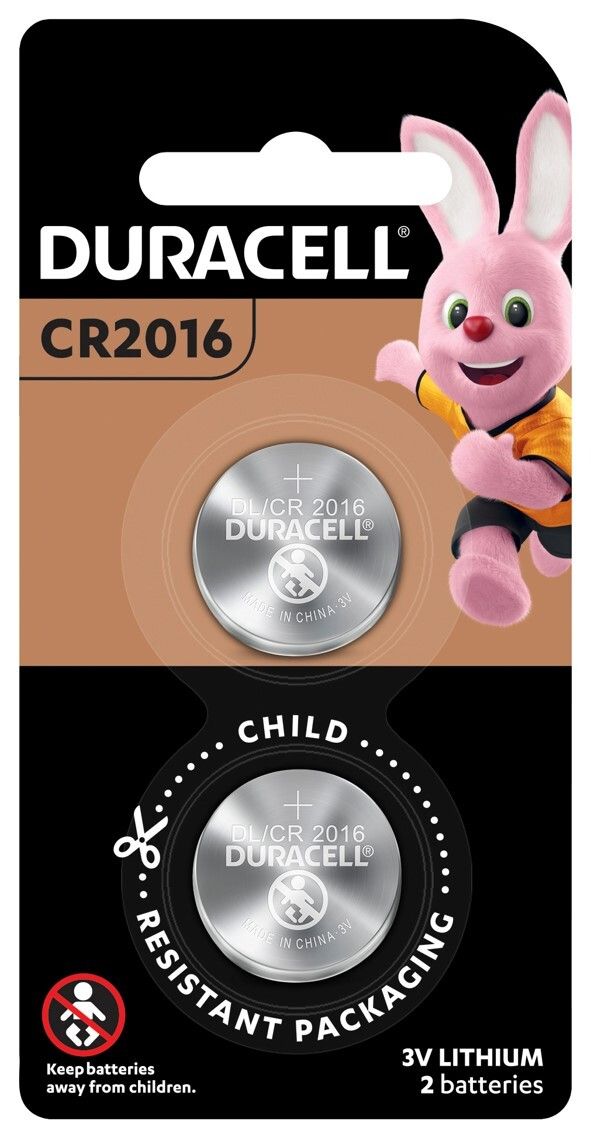 BATTERY DURACELL BUTTON CELL 2016 2PK