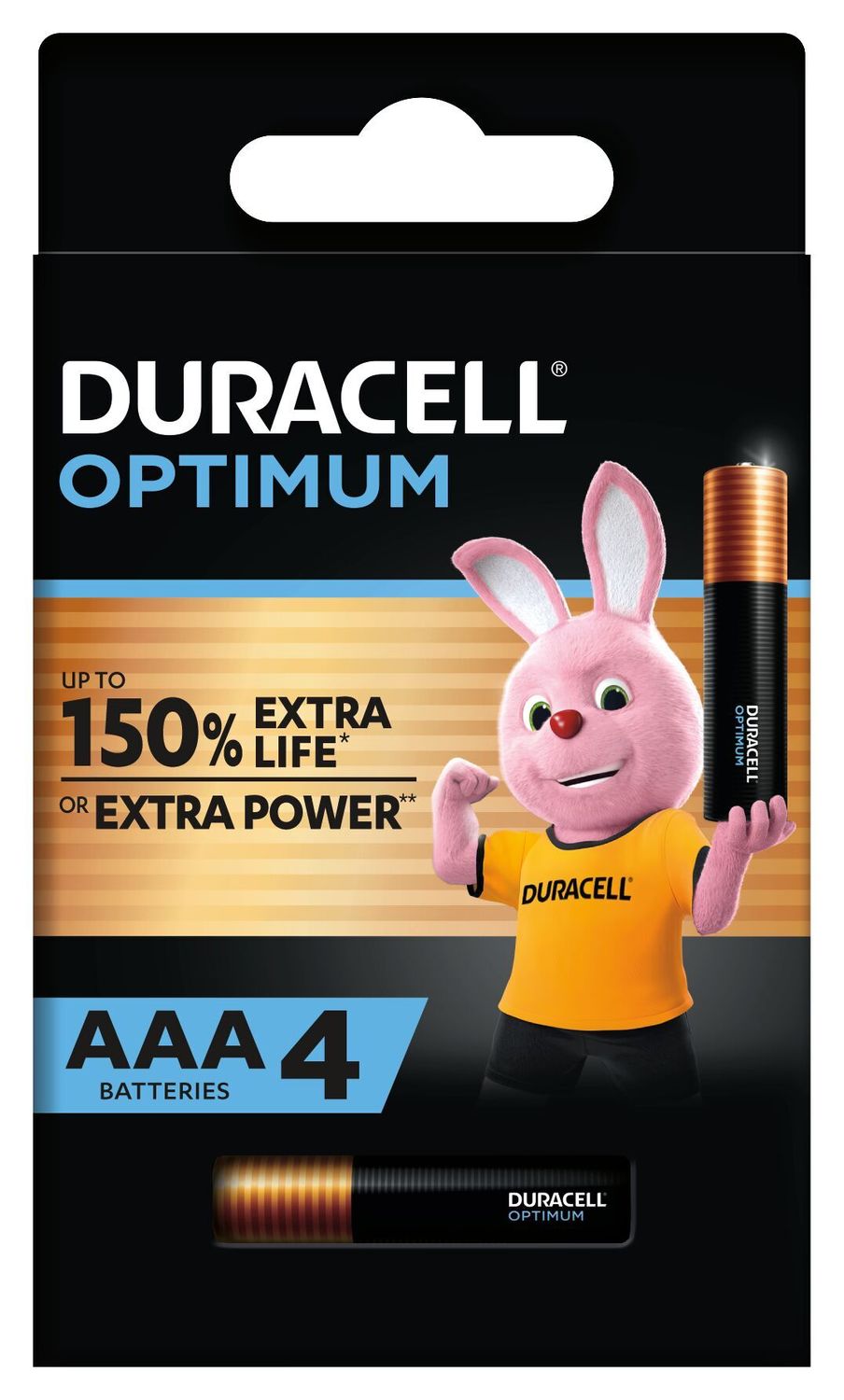 BATTERY DURACELL OPTIMUM AAA ALKALINE 4PK