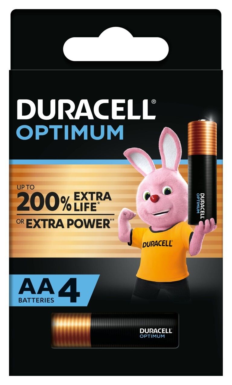 BATTERY DURACELL OPTIMUM AA ALKALINE 4PK