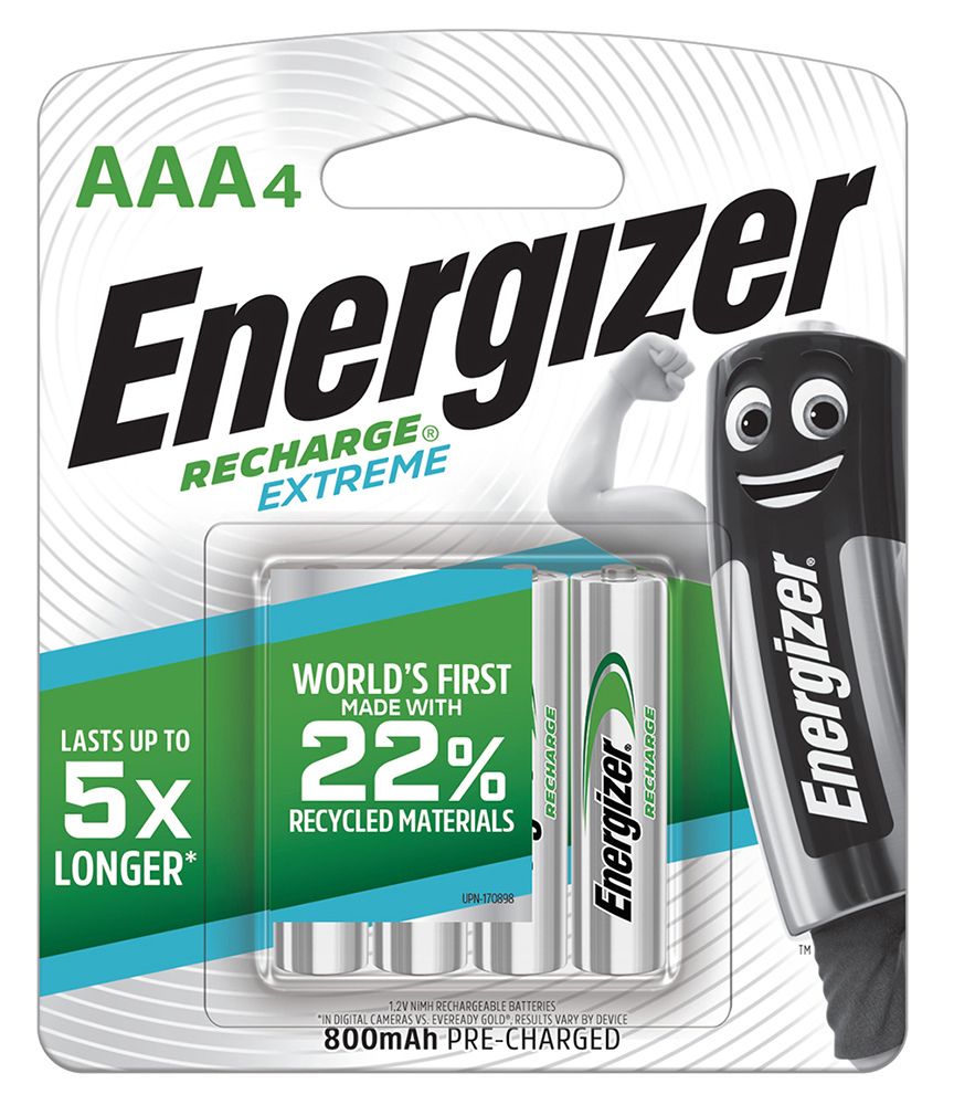 BATTERY ENERGIZER 4 RECHARGEABLE AAA  GREEN PK 4