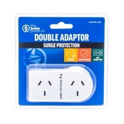 DOUBLE ADAPTOR THE BRUTE POWER CO. FLAT LEFT+SURGE PROTECTION WHITE DOUBLE ADAPTOR THE BRUTE POWER CO. FLAT LEFT+SURGE PROTECTION WHITE