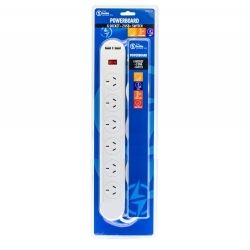 POWERBOARD THE BRUTE POWER CO. 6 SOCKET+ONE SWITCH+2 USB PORTS WHITE