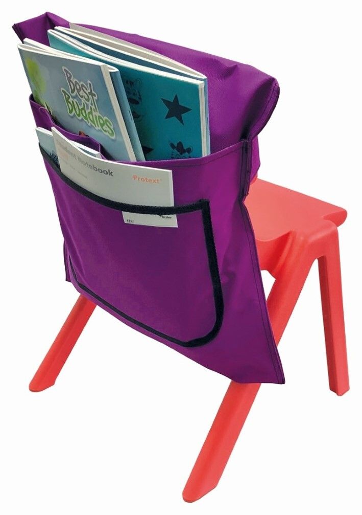 CHAIR BAG WRITER HEAVY DUTY NYLON 455MM WIDE 2 POCKETS PURPLE CHAIR BAG WRITER HEAVY DUTY NYLON 455MM WIDE 2 POCKETS PURPLE