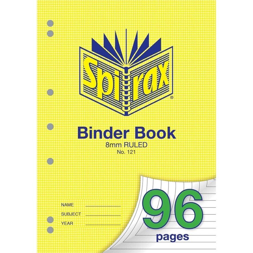 SP- BINDER BOOK SPIRAX A4 121 8MM RULED 96PG