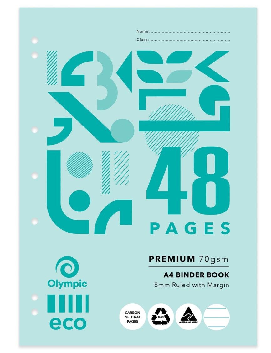 BINDER BOOK OLYMPIC ECO A4 8MM RULED 64PG