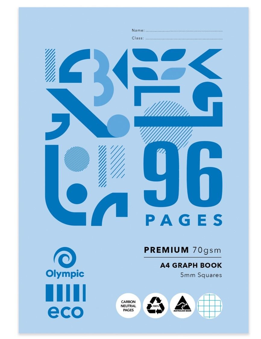 GRAPH BOOK OLYMPIC A4 ECO RECYCLED 5MM GH596P 96PG GRAPH BOOK OLYMPIC A4 ECO RECYCLED 5MM GH596P 96PG