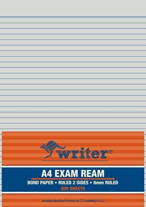 EXAM PAPER WRITER A4 60GSM PAPER 8MM RULED REAM500 EXAM PAPER WRITER A4 60GSM PAPER 8MM RULED REAM500
