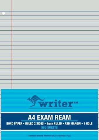 EXAM PAPER WRITER A4 55GSM 8MM RULED WITH MARGIN 1 HOLE PUNCHED EXAM PAPER WRITER A4 55GSM 8MM RULED WITH MARGIN 1 HOLE PUNCHED