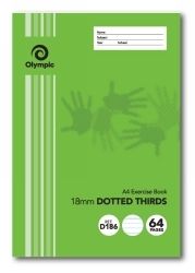 EXERCISE BOOK OLYMPIC A4 18MM DOTTED THIRDS D186I 64PG EXERCISE BOOK OLYMPIC A4 18MM DOTTED THIRDS D186I 64PG