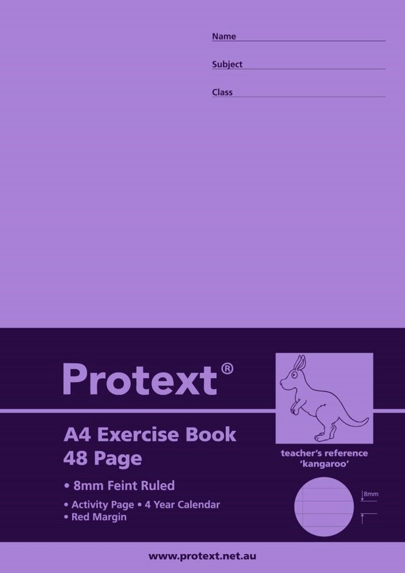 EXERCISE BOOK PROTEXT A4 8MM RULED PP COVER 48PG KANGAROO EXERCISE BOOK PROTEXT A4 8MM RULED PP COVER 48PG KANGAROO