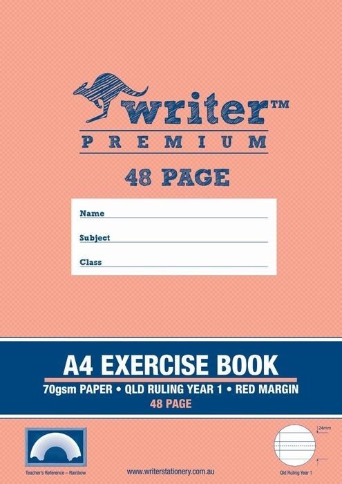 EXERCISE BOOK WRITER PREMIUM A4 48pg QLD YR1 RULED + MARGIN RAINBOW EXERCISE BOOK WRITER PREMIUM A4 48pg QLD YR1 RULED + MARGIN RAINBOW