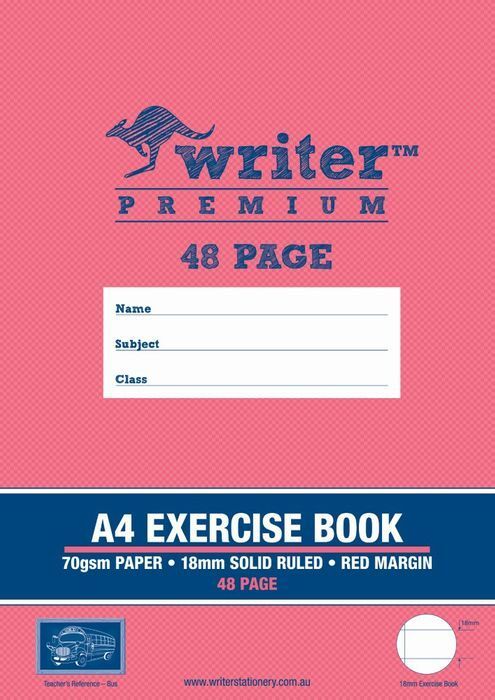 EXERCISE BOOK WRITER PREMIUM A4 48PG 18MM RULED + MARGIN BUS EXERCISE BOOK WRITER PREMIUM A4 48PG 18MM RULED + MARGIN BUS