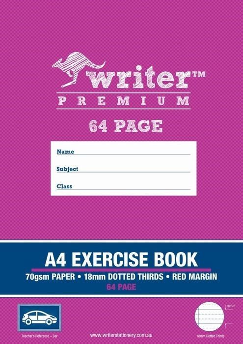 EXERCISE BOOK WRITER PREMIUM A4 64PG 18MM DOTTED THRIDS + MARGIN CAR EXERCISE BOOK WRITER PREMIUM A4 64PG 18MM DOTTED THRIDS + MARGIN CAR