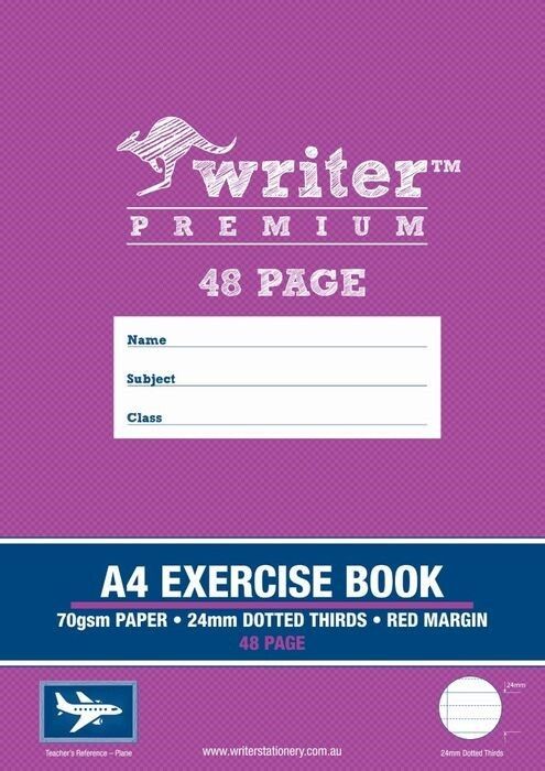 EXERCISE BOOK WRITER PREMIUM A4 48PG 24MM DOTTED THIRDS + MARGIN PLANE EXERCISE BOOK WRITER PREMIUM A4 48PG 24MM DOTTED THIRDS + MARGIN PLANE