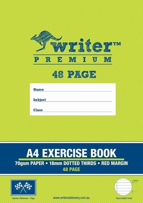 EXERCISE BOOK WRITER PREMIUM A4 48PG 18MM DOTTED THIRDS + MARGIN FLAGS EXERCISE BOOK WRITER PREMIUM A4 48PG 18MM DOTTED THIRDS + MARGIN FLAGS