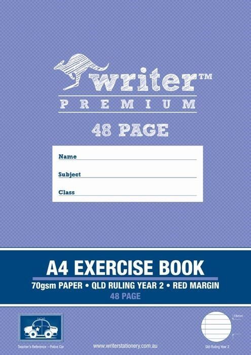 EXERCISE BOOK WRITER PREMIUM A4 QLD YR2 RULED + MARGIN POLICE CAR 48PG