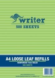 SP - LOOSE LEAF REINFORCED REFILLS WRITER A4 7MM RULED PK500