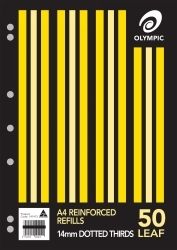SP - LOOSE LEAF REINFORCED REFILLS OLYMPIC A4 DOTTED THIRDS 14MM PK50