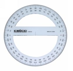 PROTRACTOR CELCO 15CM 360 DEG FULL CIRCLE CLEAR