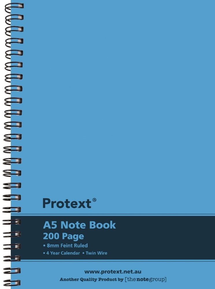 NOTEBOOK PROTEXT A5 PP TWIN WIRE 200PG BLUE
