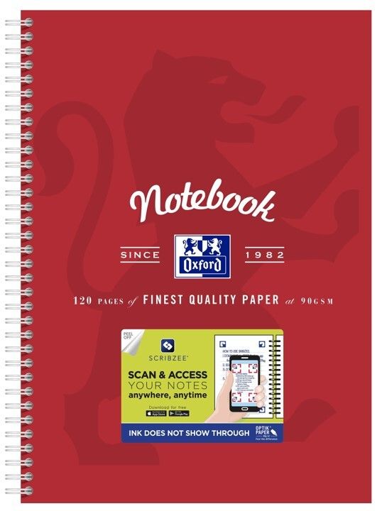 NOTEBOOK OXFORD A4 SCRIBZEE� COMPATIBLE RED 120PG NOTEBOOK OXFORD A4 SCRIBZEE� COMPATIBLE RED 120PG