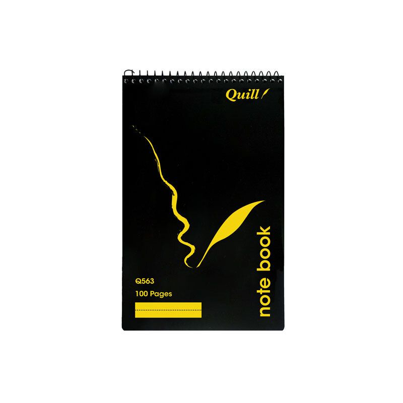 NOTEBOOK QUILL 200X127 RULED T/O BLACK 100PG