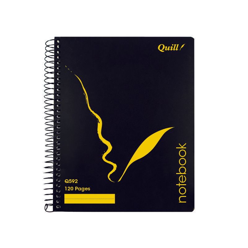 NOTEBOOK QUILL 222X178 RULED S/O BLACK 120PG