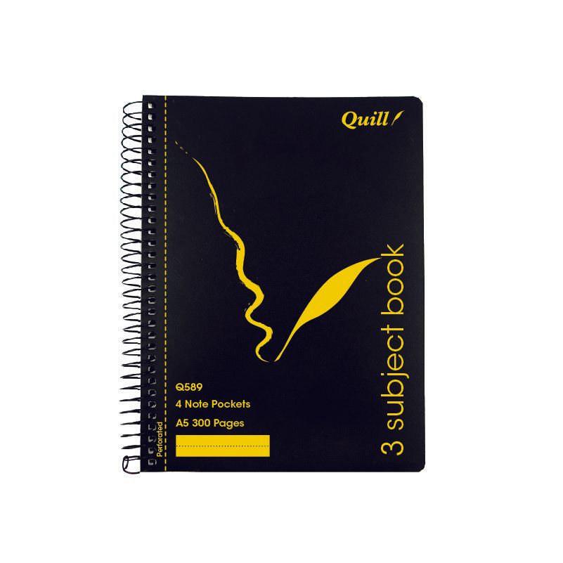 SUBJECT BOOK QUILL A5 RULED S/O BLACK 300PG