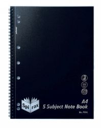 NOTEBOOK SPIRAX P596 PP 5 SUBJECT S/O 250PG BLACK