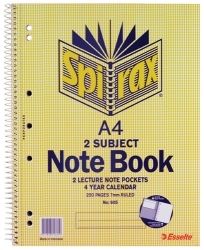 NOTEBOOK SPIRAX 605 2 SUBJECT A4 S/O 250 PAGES NOTEBOOK SPIRAX 605 2 SUBJECT A4 S/O 250 PAGES