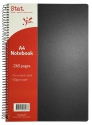 NOTEBOOK STAT A4 60GSM 7MM RULING PP COVER BLACK 240PG