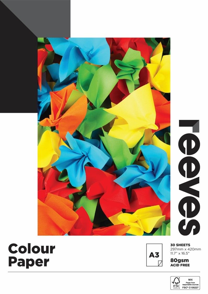 COLOUR PAD REEVES A3 80GSM FSC MIX CREDIT 30 SHEETS COLOUR PAD REEVES A3 80GSM FSC MIX CREDIT 30 SHEETS