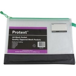 MESH POUCH PROTEXT A4 WITH ASST ZIPPER + NAME CARD HOLDER (355x255)