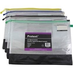 MESH POUCH PROTEXT A3 WITH ASST ZIPPER + NAME CARD HOLDER MESH POUCH PROTEXT A3 WITH ASST ZIPPER + NAME CARD HOLDER