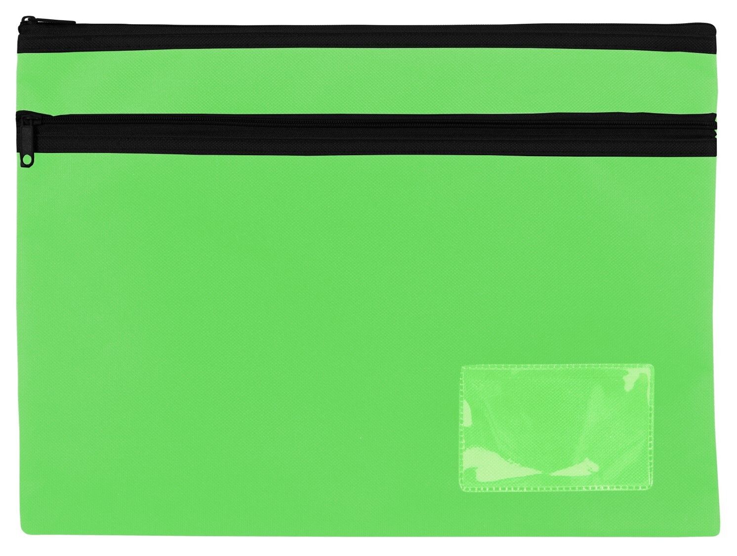 PENCIL CASE CELCO 345X264MM PREMIUM LARGE BRIGHTS 2 ZIP LIME GREEN