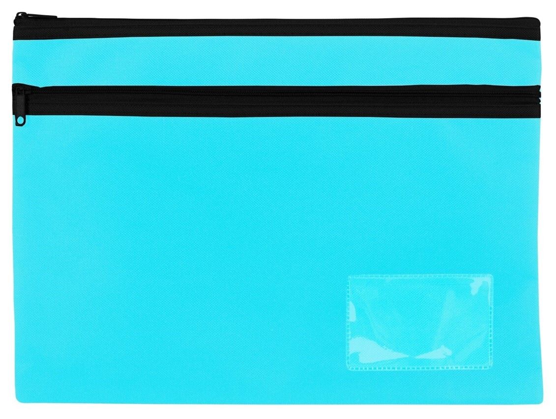 PENCIL CASE CELCO 345X264MM PREMIUM LARGE BRIGHTS 2 ZIP MARINE BLUE