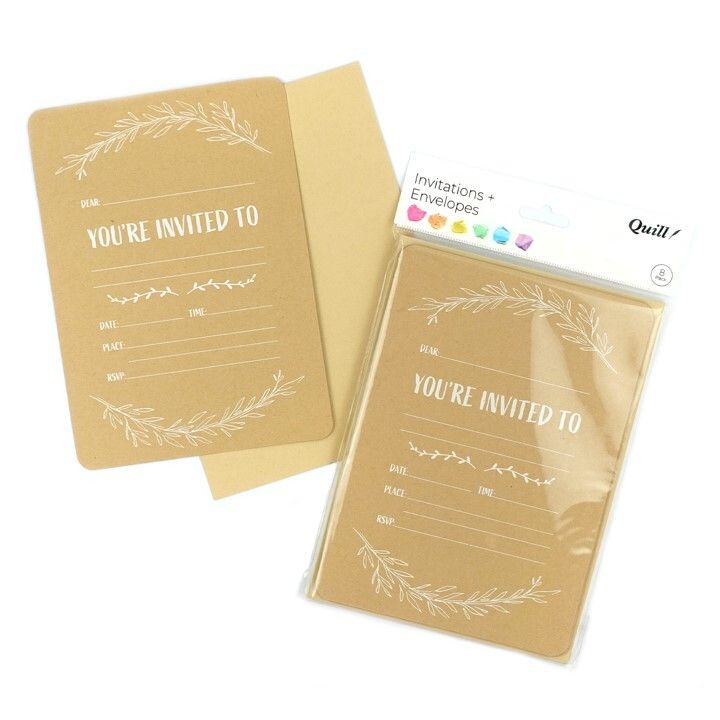 INVITATION CARDS & ENVELOPES QUILL 5 X 7 KRAFT BROWN/WHITE PK8 INVITATION CARDS & ENVELOPES QUILL 5 X 7 KRAFT BROWN/WHITE PK8