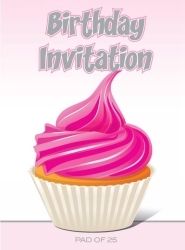SP- PAD INVITATION OZCORP A5 18TH PINK CUPCAKE