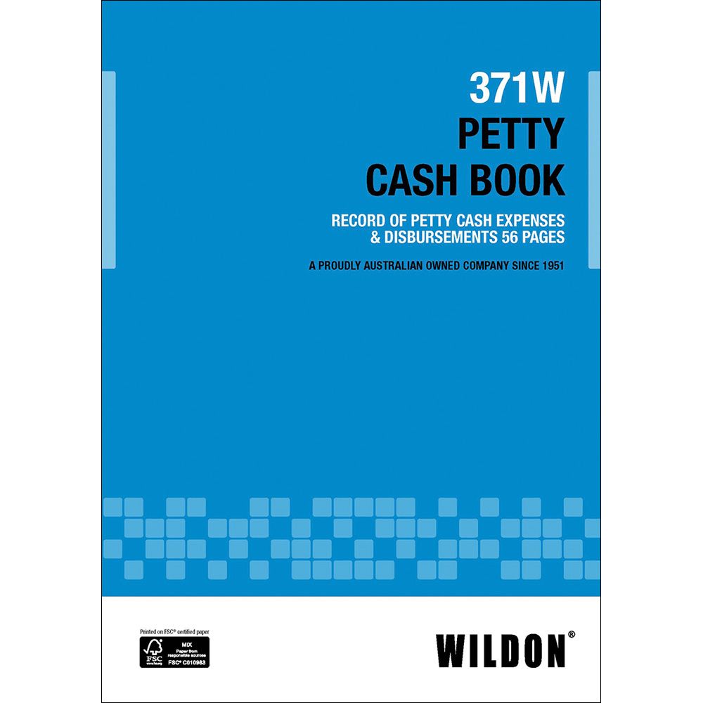 SP- PETTY CASH BOOK WILDON 371W BLUE A4 SOFTCOVER